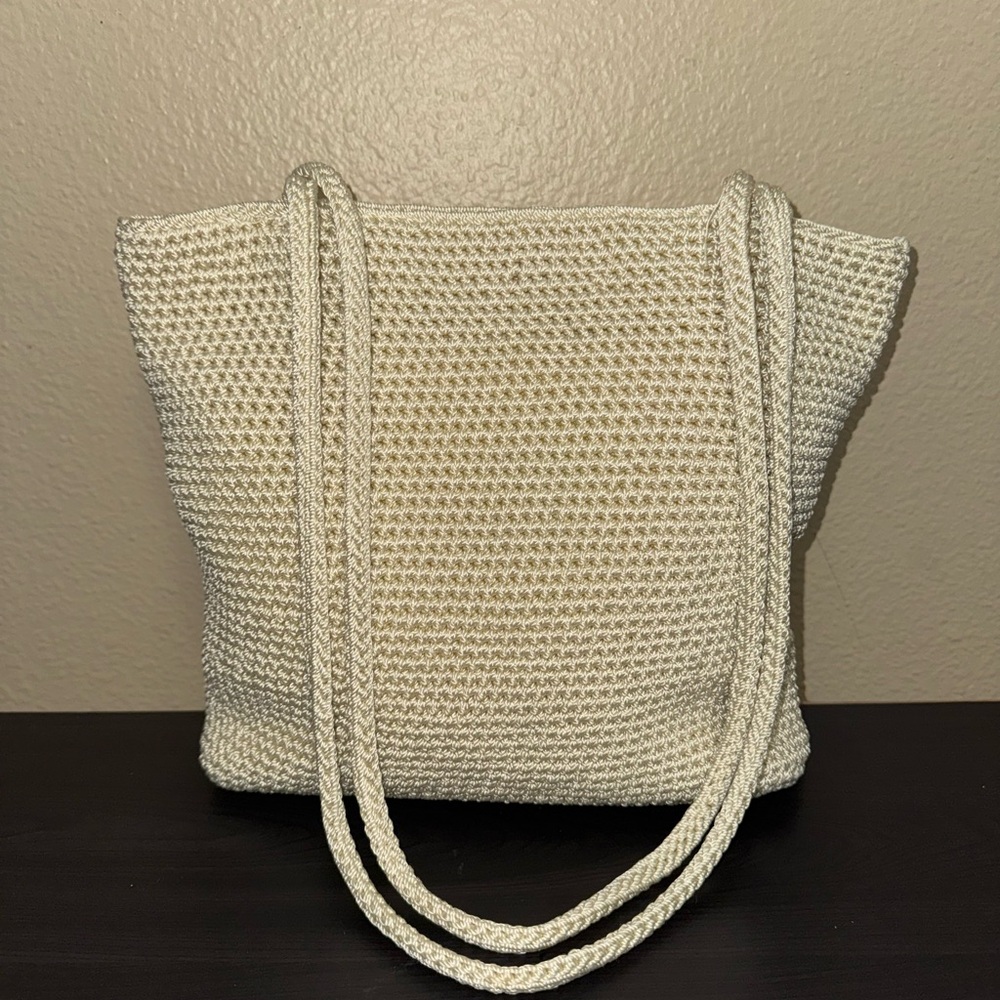 The Sak Creamy White Crochet Knit Shoulder Bag